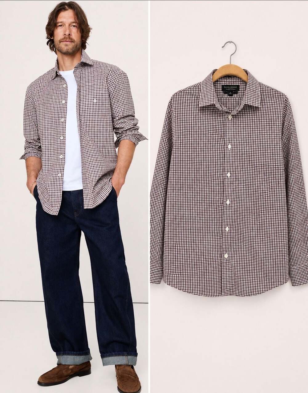 Banana Republic Slim Fit Gingham Dress Shirt M